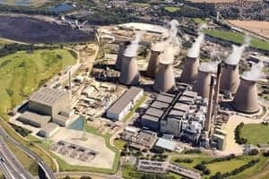 An artists impression of the Ferrybridge site with the new multi-fuel plant (on the left)